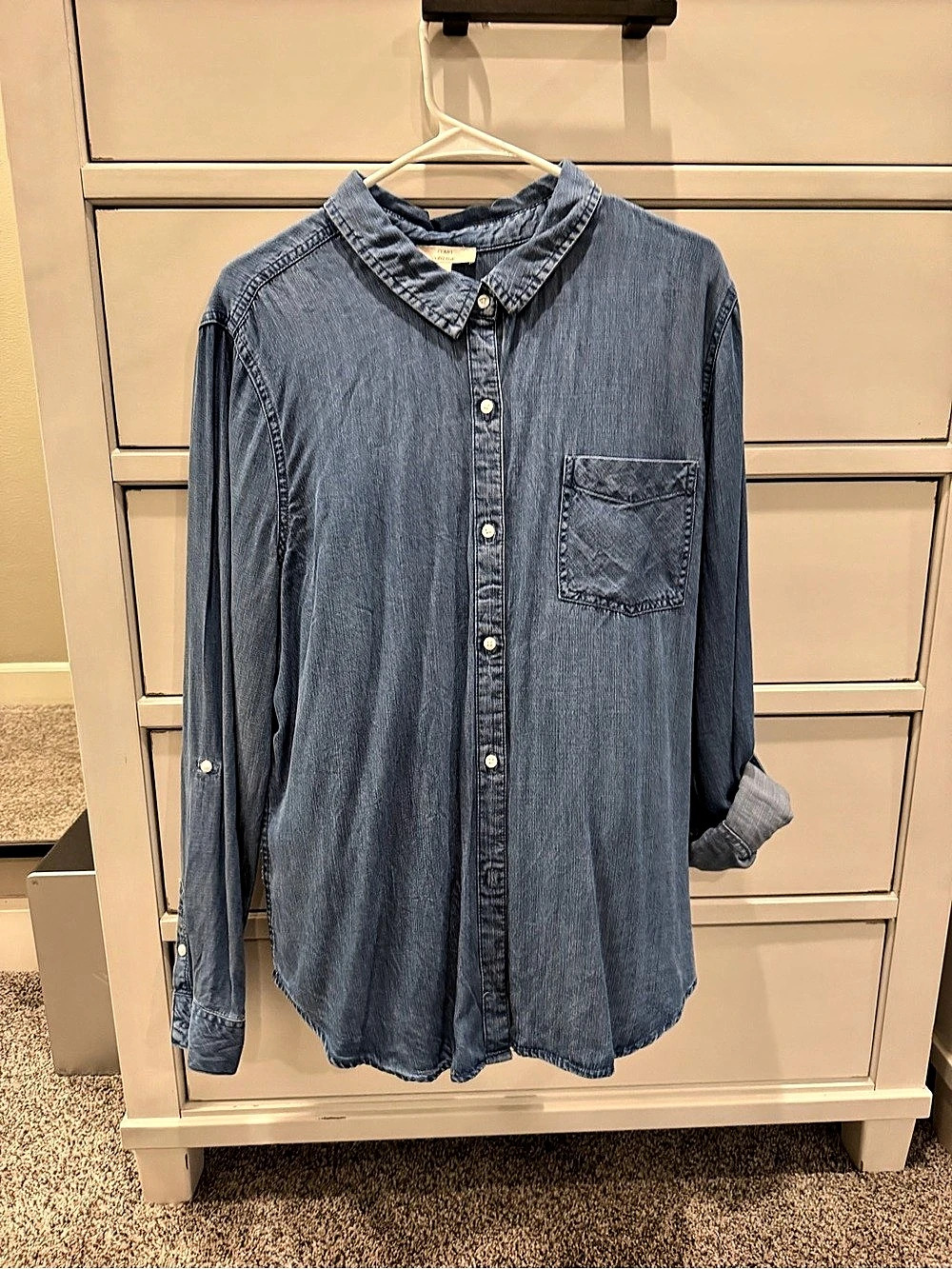 Como Vintage Denim Button Down Shirt in Blue XL Like New